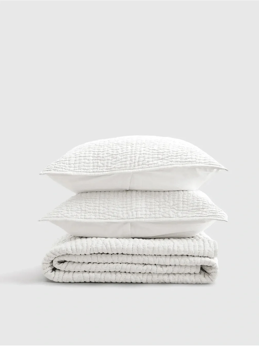 Quince European Linen Cotton Stitch Quilt SET (Shams Inc) Queen NWT $267